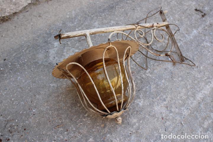 Antig&uuml;edades: aplique farol de forja con cristal ambar - Foto 6