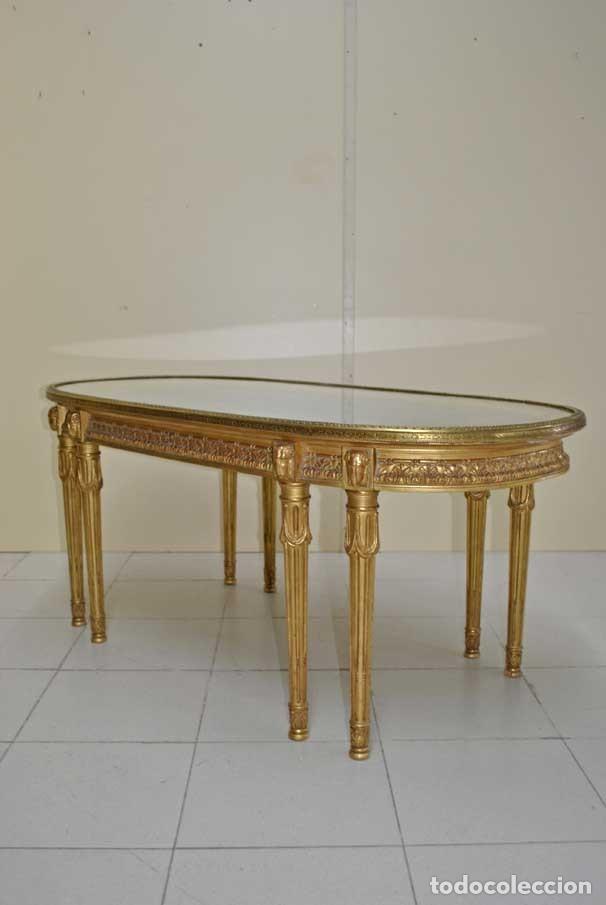 Antig&uuml;edades: MESA DE CENTRO ESTILO LUIS XVI PAN DE ORO - Foto 8