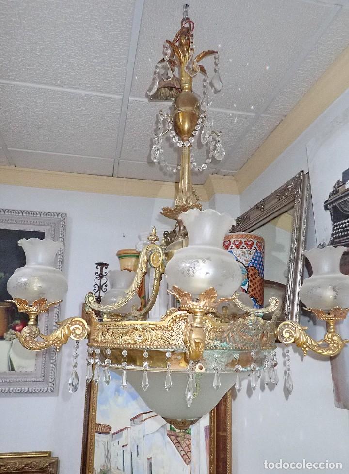 Antig&uuml;edades: Gran l&aacute;mpara en bronce - Foto 4