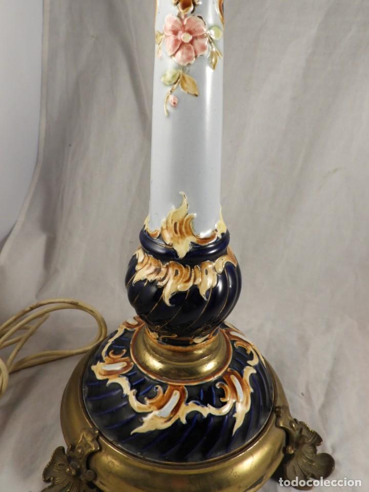 Antig&uuml;edades: LAMPARA DE PORCELANA Y BASE DE BRONCE - Foto 5