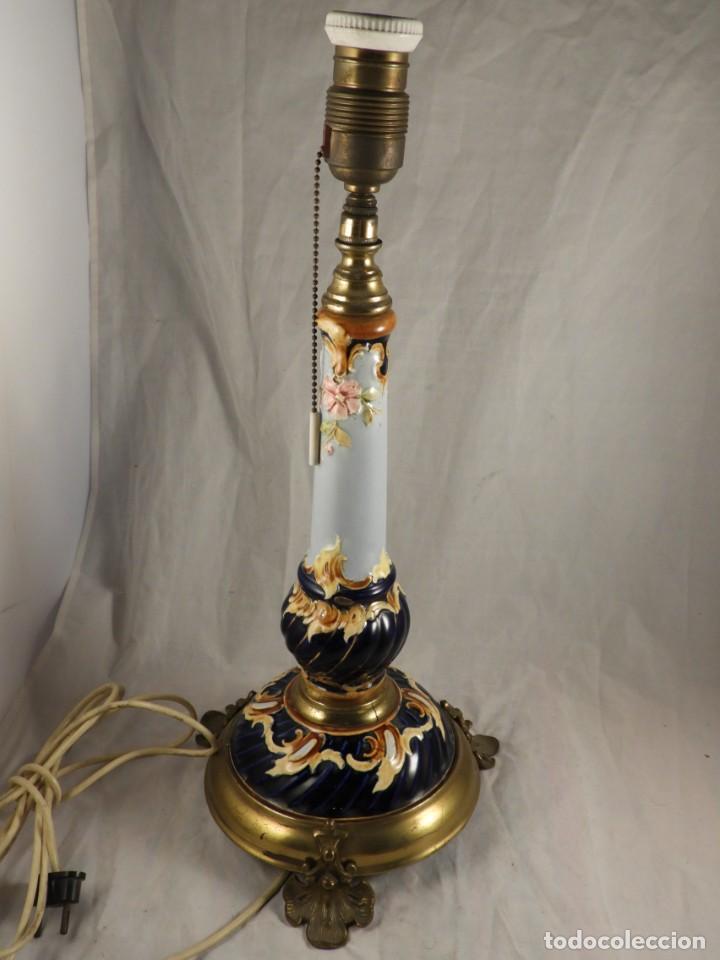 Antig&uuml;edades: LAMPARA DE PORCELANA Y BASE DE BRONCE - Foto 8