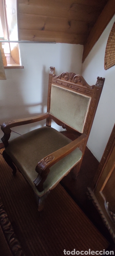 Antig&uuml;edades: Conjunto de despacho madera de casta&ntilde;o - Foto 4
