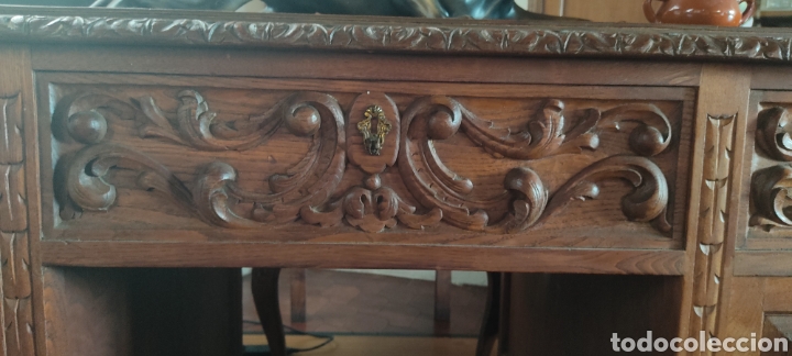 Antig&uuml;edades: Conjunto de despacho madera de casta&ntilde;o - Foto 8