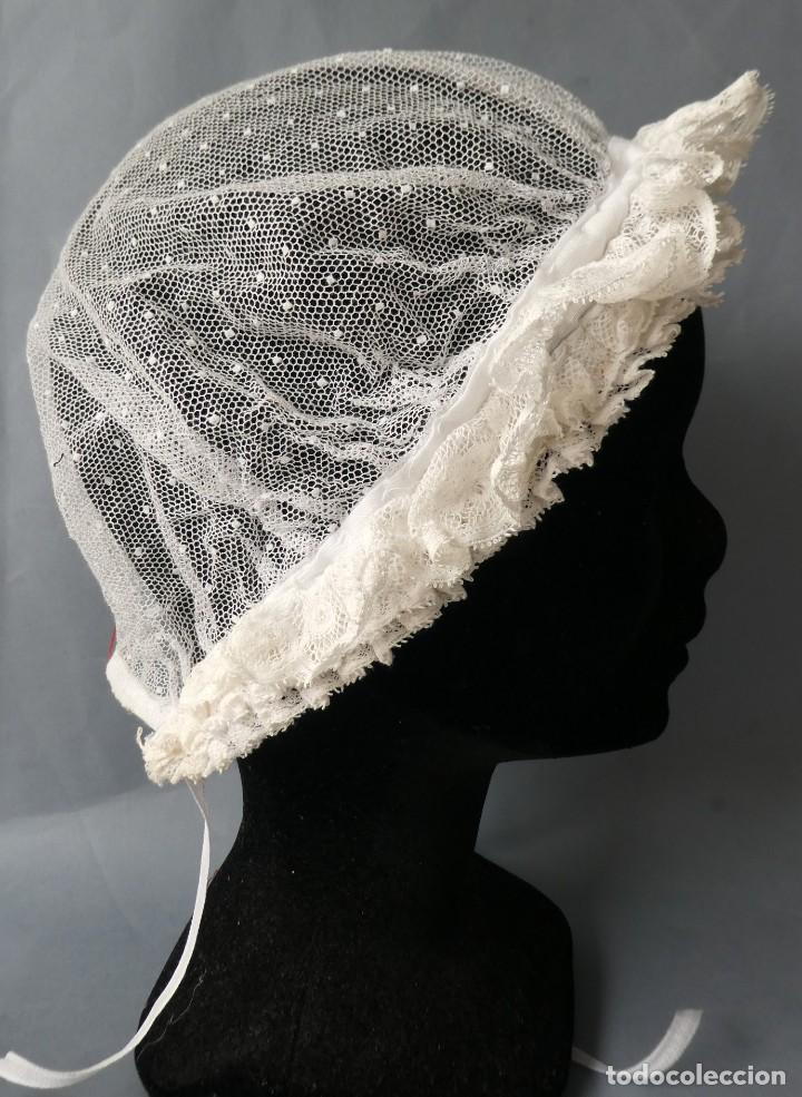 Antig&uuml;edades: ANTIGUO GORRO DE ENCAJE PPIO.S.XX - Foto 1