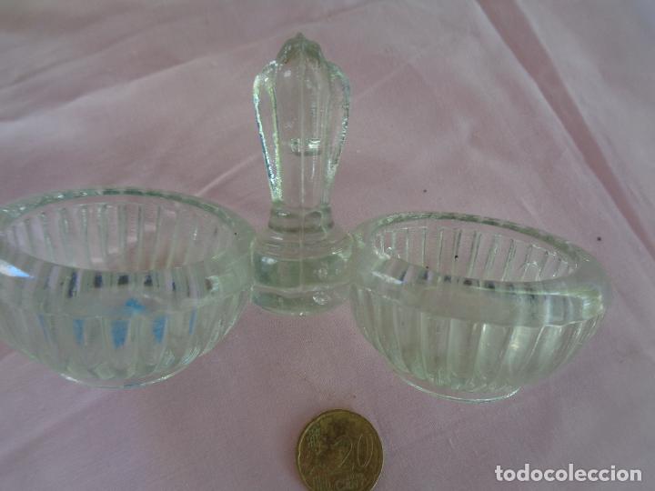 Oggetti Antichi: ANTIGUO SALERO DOBLE EN CRISTAL DE SANTA LUC&Iacute;A CARTAGENA
