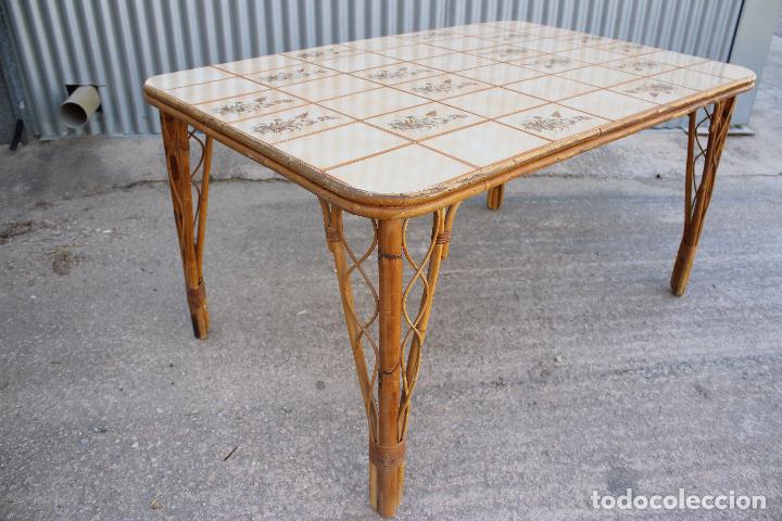 Antig&uuml;edades: MESA RECTANGULAR DE MIMBRE Y CERAMICA MEDITERRANEO - Foto 4