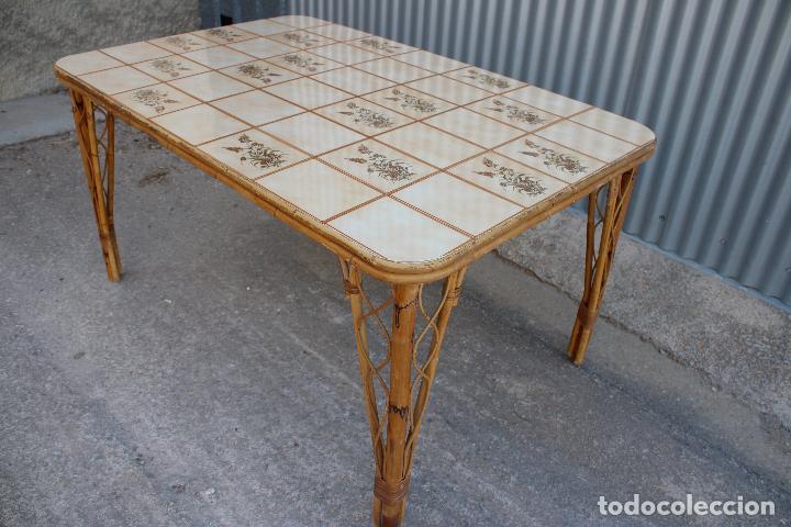 Antig&uuml;edades: MESA RECTANGULAR DE MIMBRE Y CERAMICA MEDITERRANEO - Foto 5