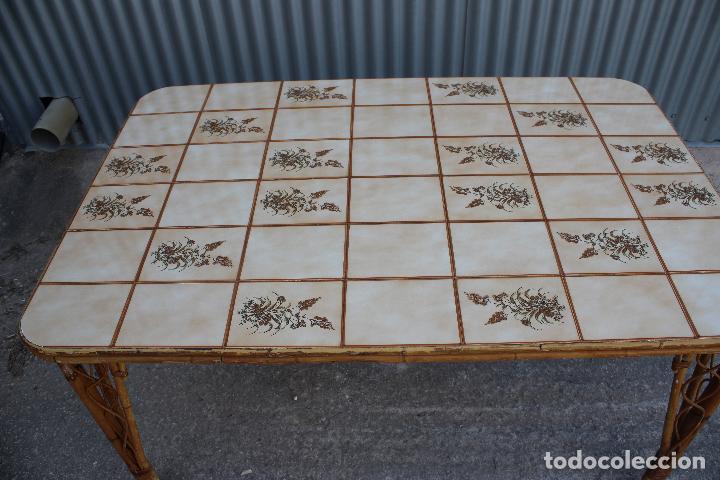Antig&uuml;edades: MESA RECTANGULAR DE MIMBRE Y CERAMICA MEDITERRANEO - Foto 6