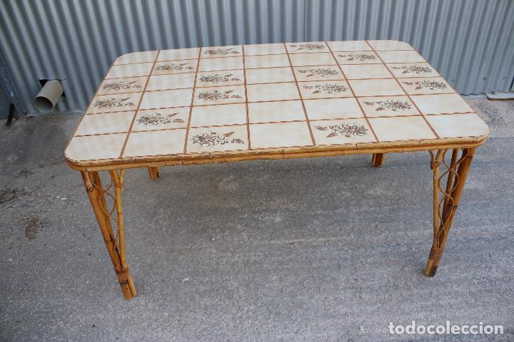 Antig&uuml;edades: MESA RECTANGULAR DE MIMBRE Y CERAMICA MEDITERRANEO - Foto 7