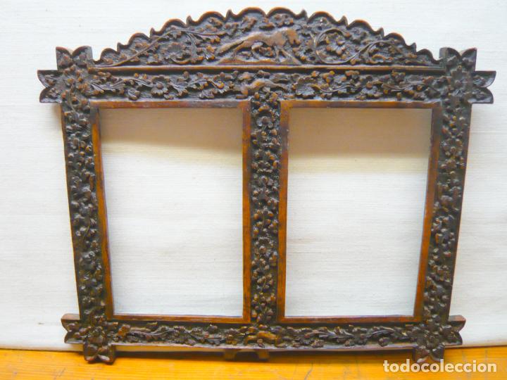 Antig&uuml;edades: Exquisito marco doble italiano muy antiguo - impresionante talla en madera noble