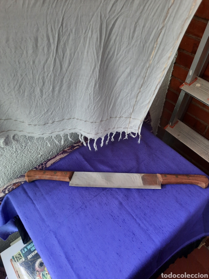 Antiques: Cuchillo quesero de dos mangos madera Hnos. Rodrigo