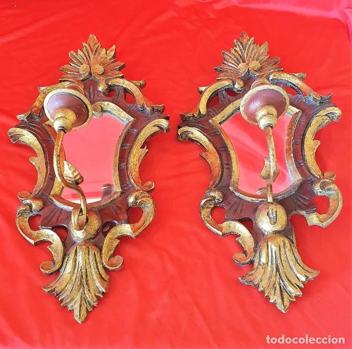 Antig&uuml;edades: PAREJA DE APLIQUES CORNUCOPIAS - Foto 1