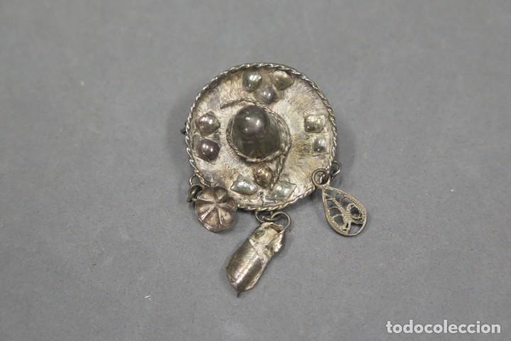 Antig&uuml;edades: BROCHE DE PLATA. SOMBRERO MEXICANO - Foto 2