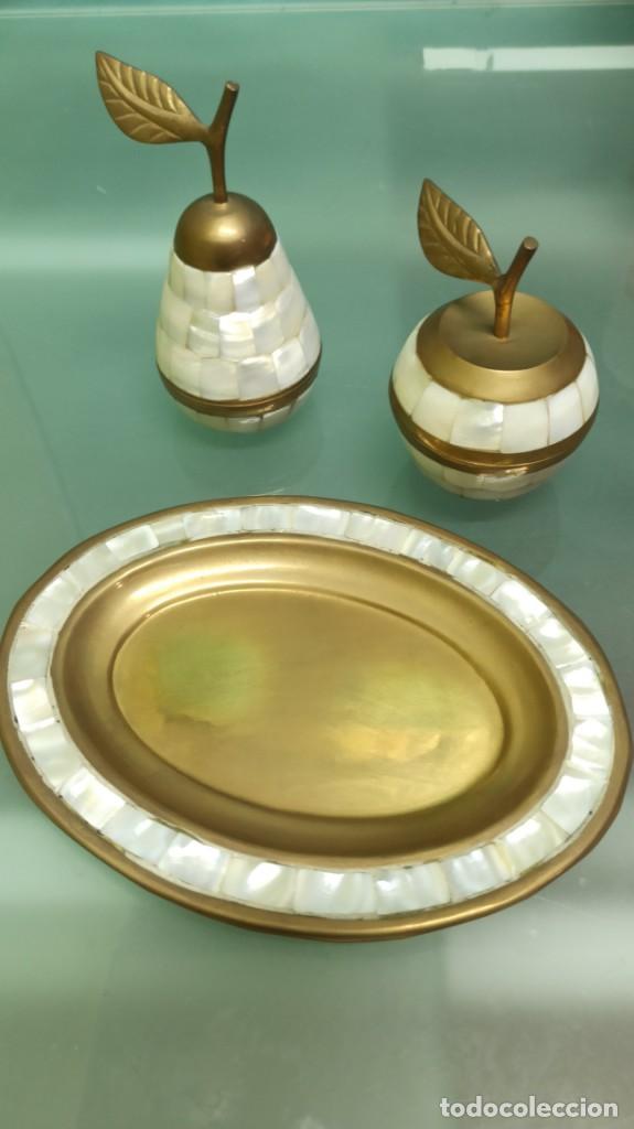 Antig&uuml;edades: PERA Y MANZANA EN BRONCE CON INCRUSTACIONES N&Aacute;CAR - Foto 4
