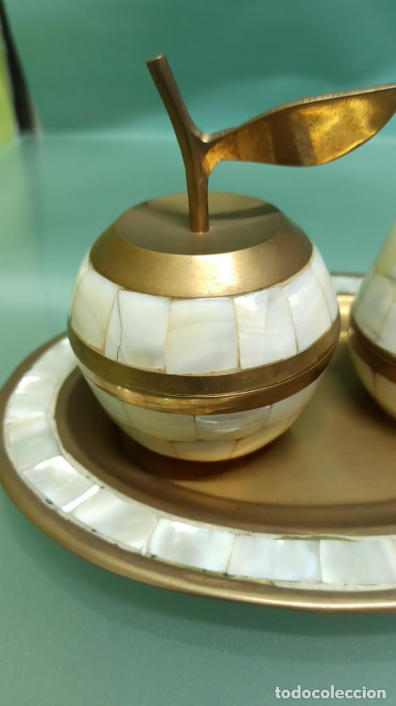 Antig&uuml;edades: PERA Y MANZANA EN BRONCE CON INCRUSTACIONES N&Aacute;CAR - Foto 5
