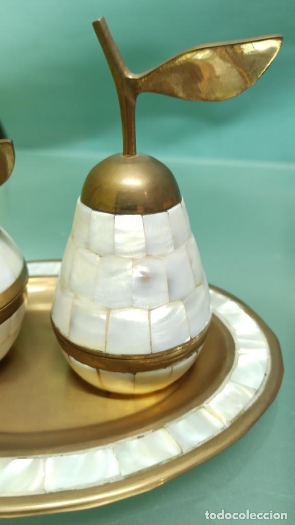 Antig&uuml;edades: PERA Y MANZANA EN BRONCE CON INCRUSTACIONES N&Aacute;CAR - Foto 6