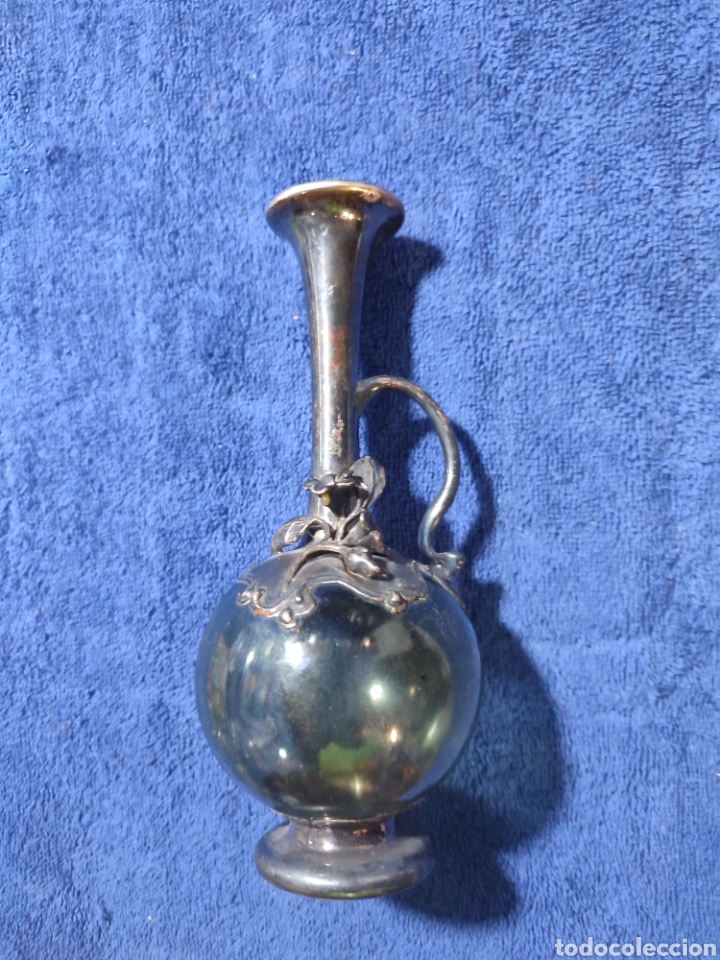 Oggetti Antichi: Jarr&oacute;n de metal y cristal ba&ntilde;ado en plata