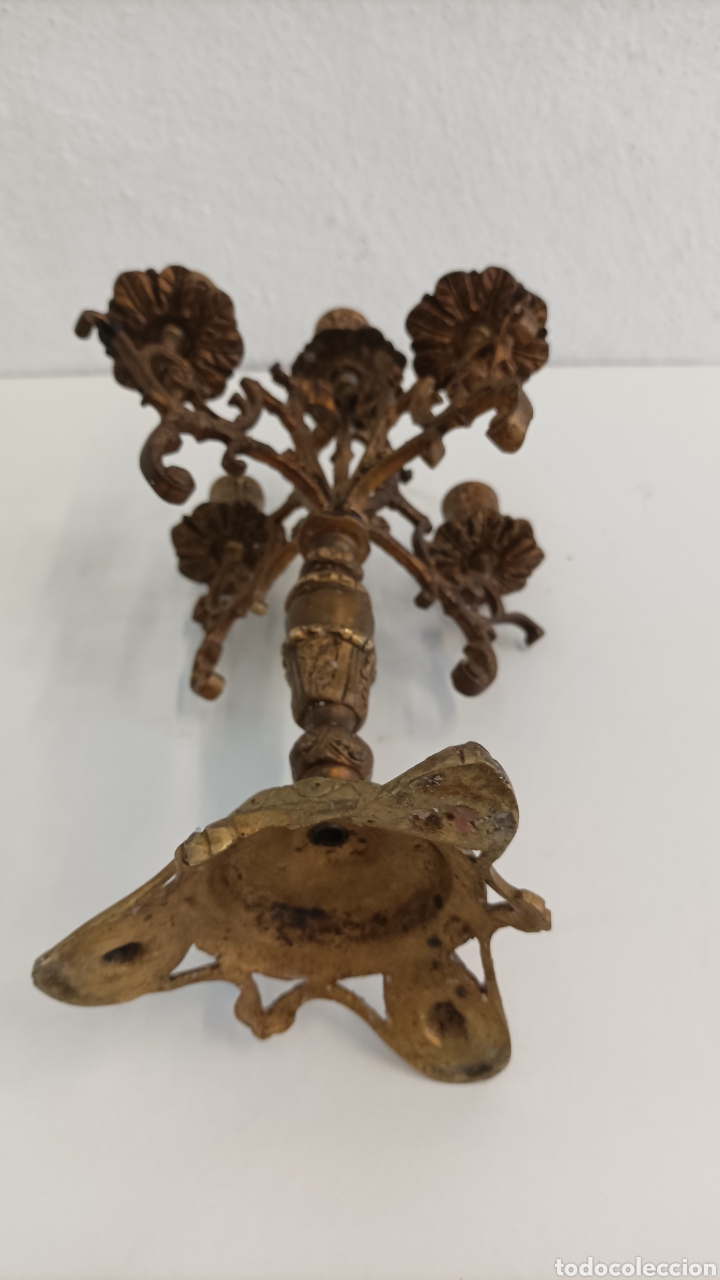 Antig&uuml;edades: Candelabro de Bronce Antiguo - Foto 4