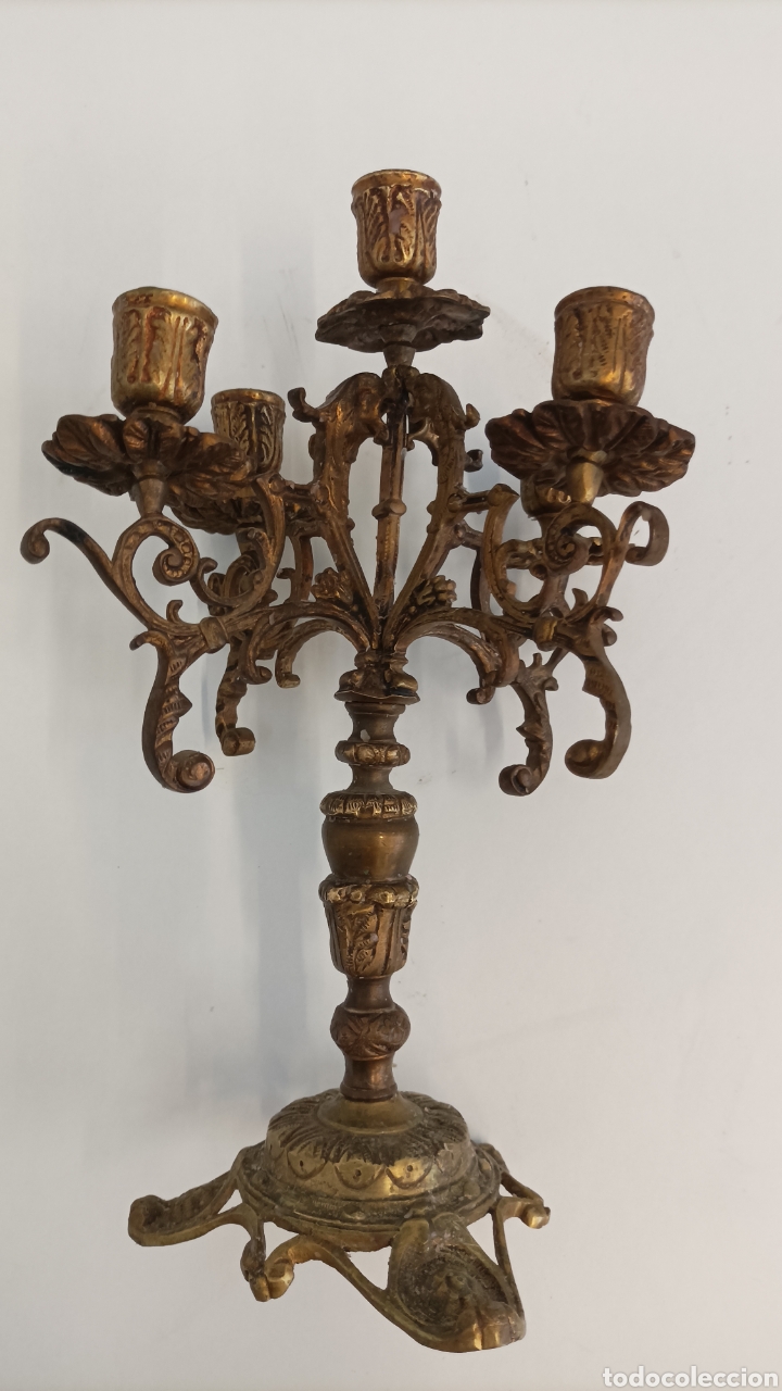Antig&uuml;edades: Candelabro de Bronce Antiguo - Foto 5