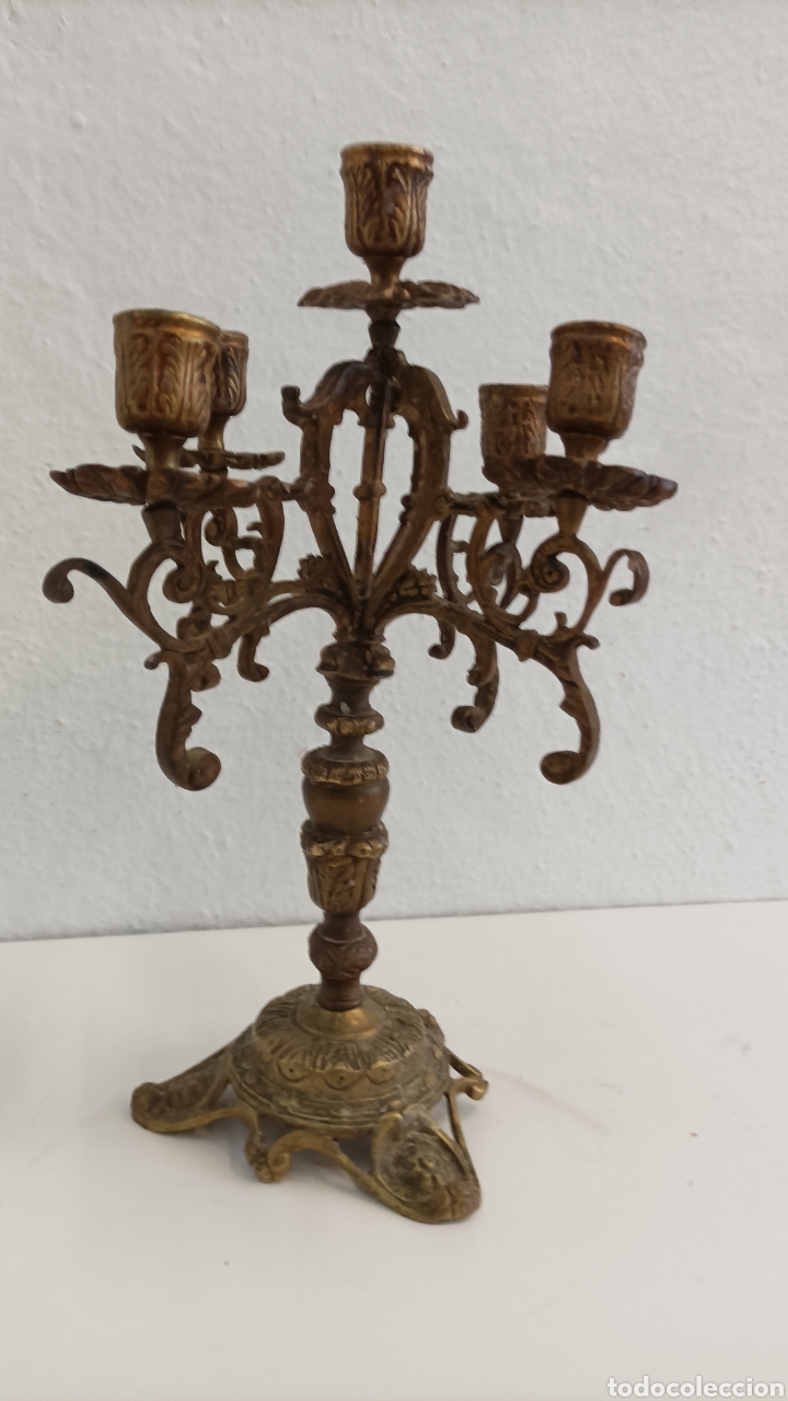 Antig&uuml;edades: Candelabro de Bronce Antiguo - Foto 6