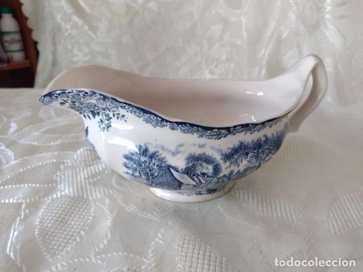 Antig&uuml;edades: Bonita salsera de porcelana,mill stream johnson bros england,azul