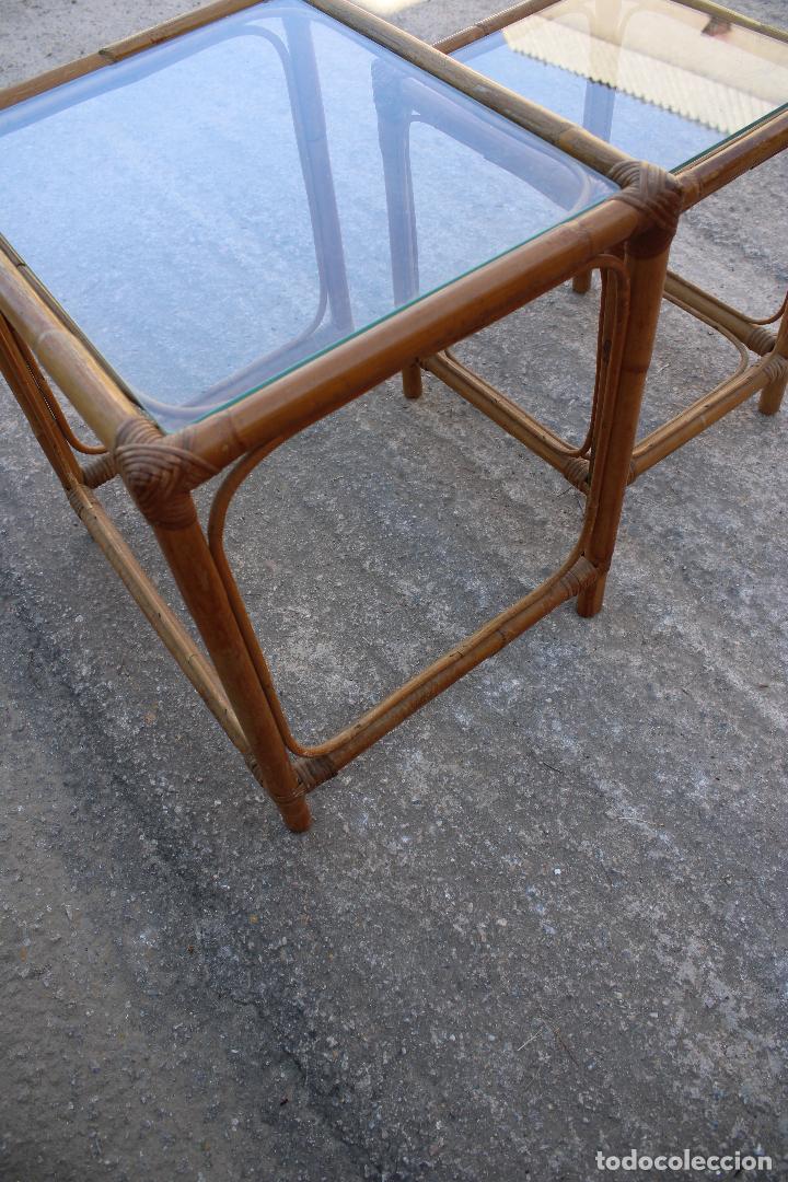 Antig&uuml;edades: set 2 mesas de mimbre - Foto 2