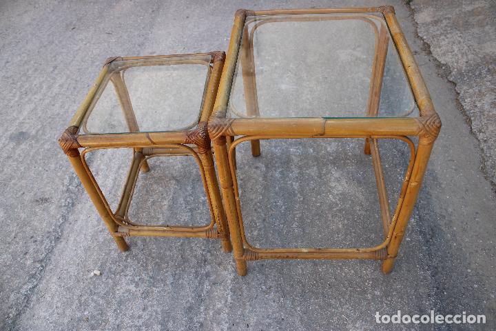 Antig&uuml;edades: set 2 mesas de mimbre - Foto 4