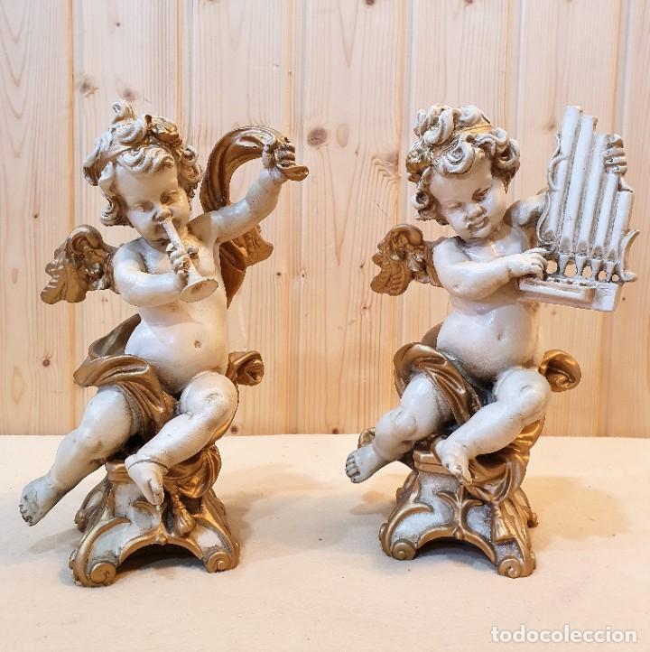 Antig&uuml;edades: PAREJA DE ANGELITOS EN TERRACOTA - Foto 1