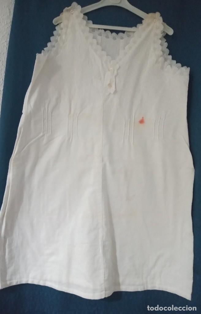 Antig&uuml;edades: ANTIGUO CAMIS&Oacute;N DE ALGOD&Oacute;N CON PUNTILLA DE ENCAJE - Foto 1