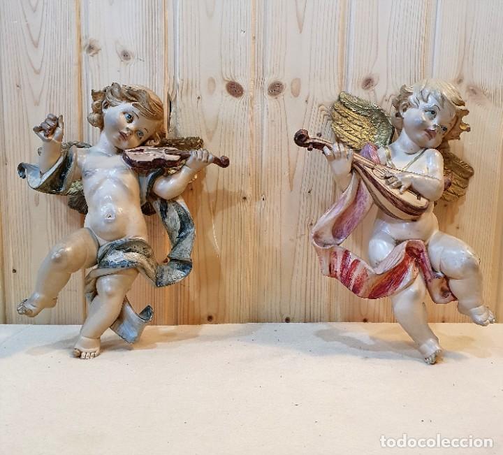 Antig&uuml;edades: PAREJA DE ANGELITOS MUSICOS - Foto 1