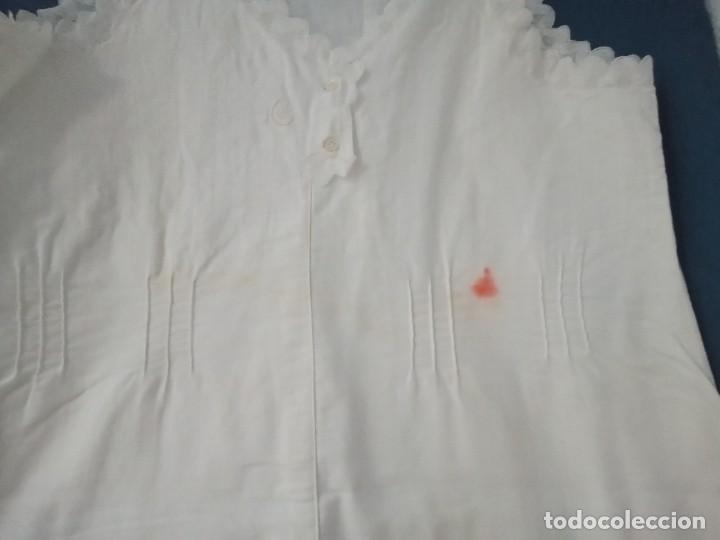 Antig&uuml;edades: ANTIGUO CAMIS&Oacute;N DE ALGOD&Oacute;N CON PUNTILLA DE ENCAJE - Foto 4