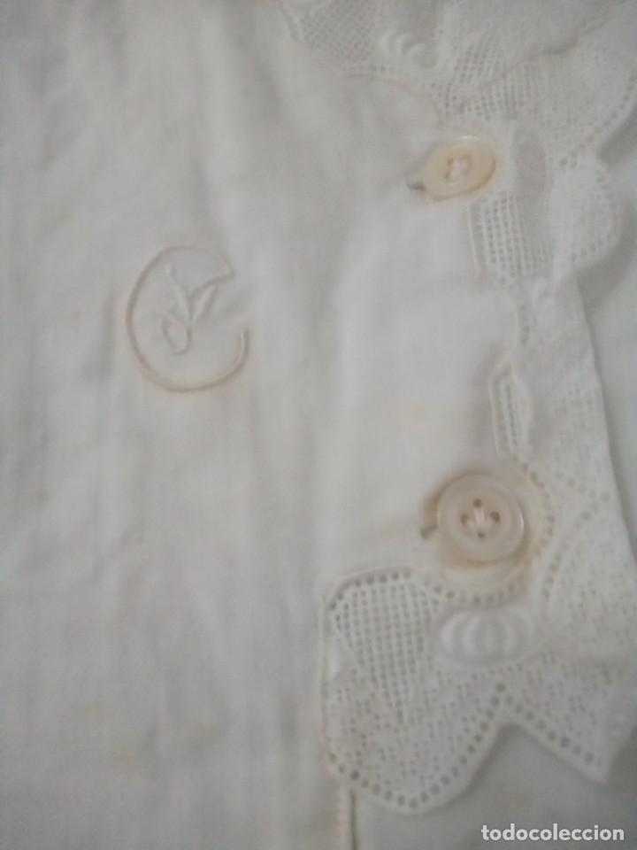 Antig&uuml;edades: ANTIGUO CAMIS&Oacute;N DE ALGOD&Oacute;N CON PUNTILLA DE ENCAJE - Foto 6