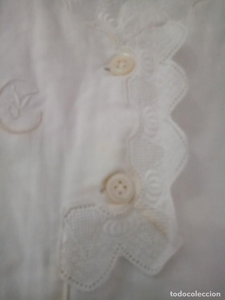 Antig&uuml;edades: ANTIGUO CAMIS&Oacute;N DE ALGOD&Oacute;N CON PUNTILLA DE ENCAJE - Foto 8