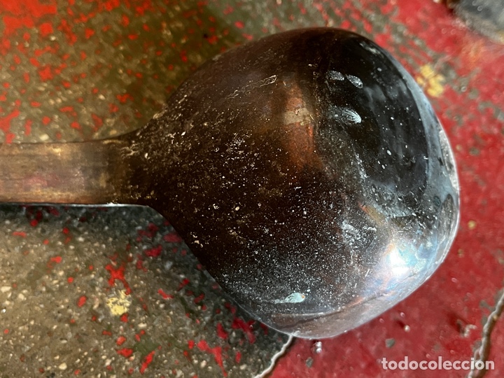 Antig&uuml;edades: Cuchar&oacute;n de cobre. Realizado en Par&iacute;s. - Foto 6