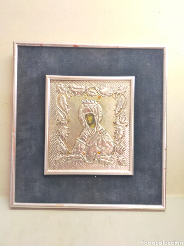 Antig&uuml;edades: ICONO EN MADERA Y ESTA&Ntilde;O REPUJADO. ENMARCADO. - Foto 10