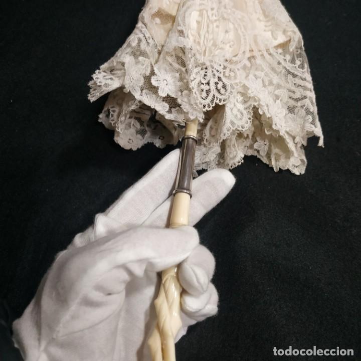 Antig&uuml;edades: SOMBRILLA S.XIX - ENCAJE CHANTILLY - Foto 2