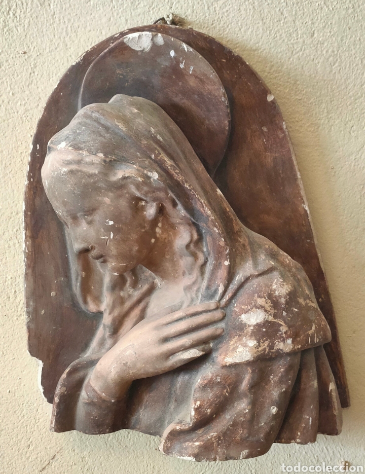 Antig&uuml;edades: Altorrelieve busto de la Virgen Mar&iacute;a - Foto 1