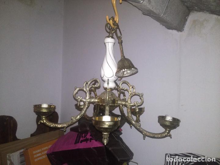 Antig&uuml;edades: L&aacute;mpara techo de porcelana y bronce - Foto 2