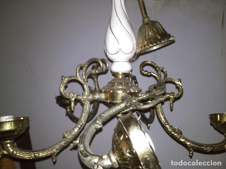Antig&uuml;edades: L&aacute;mpara techo de porcelana y bronce - Foto 4