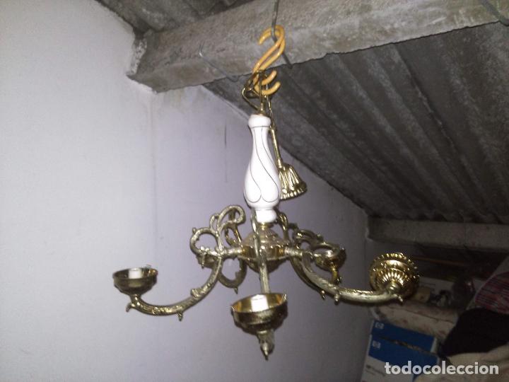 Antig&uuml;edades: L&aacute;mpara techo de porcelana y bronce - Foto 1
