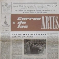Antigüedades: CORREO DE LAS ARTES 3. 1957. ALBERTO CLOSAS HARÁ TEATRO EN PARÍS. BARCELONA. 45X32 CM. 4 PÁGINAS.. Lote 356967820