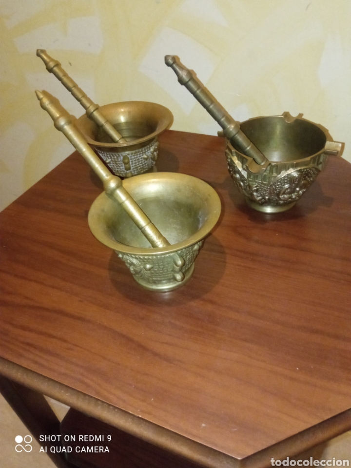 Antig&uuml;edades: Almirez con Morteros Bronce/Laton - Foto 2