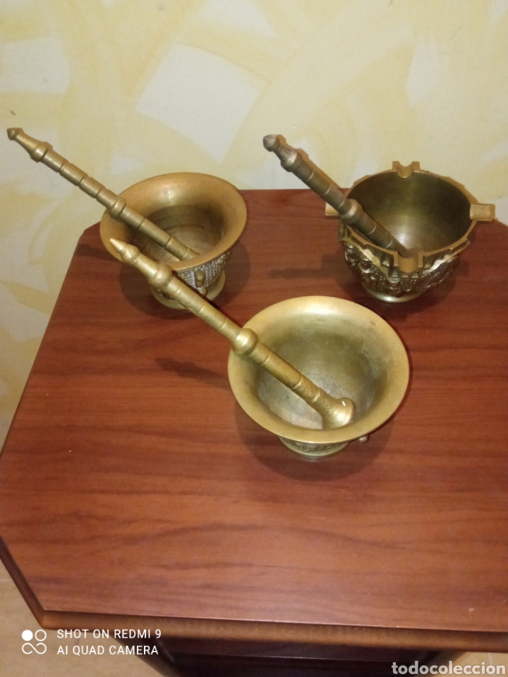 Antig&uuml;edades: Almirez con Morteros Bronce/Laton - Foto 1