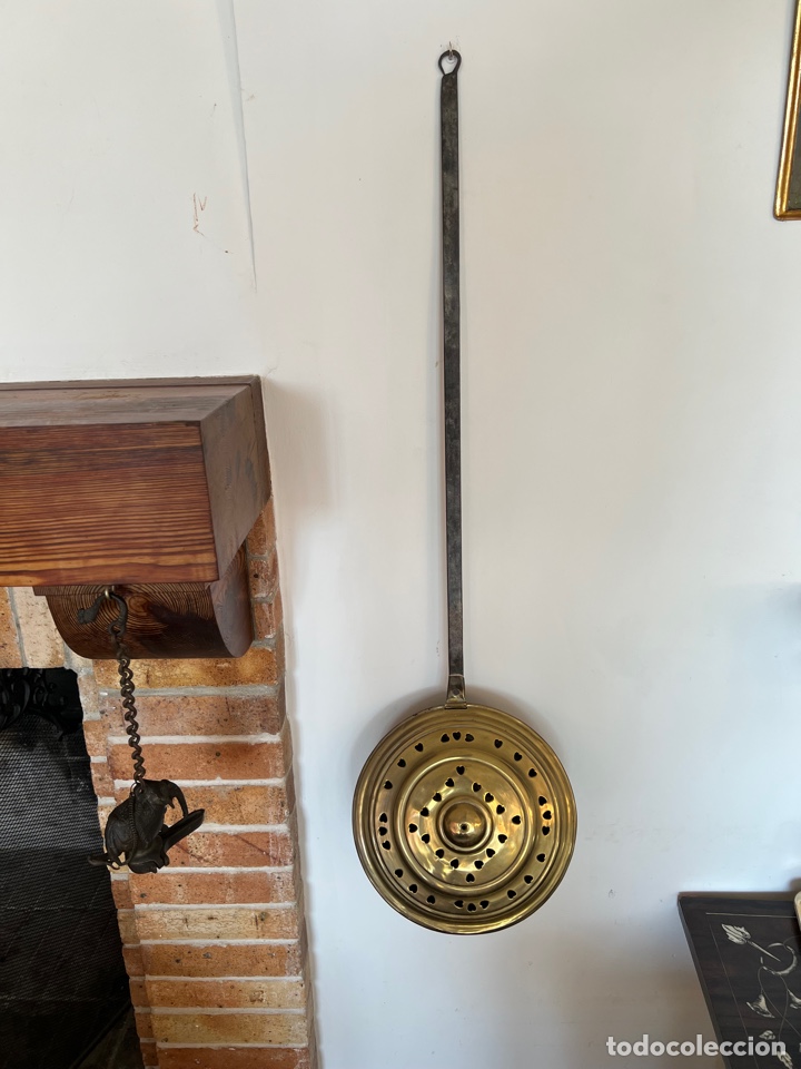 Antig&uuml;edades: Calentador de cama de lat&oacute;n - Foto 5