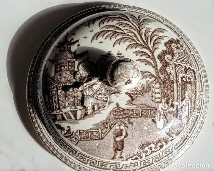Antig&uuml;edades: Antigua sopera de escena oriental - Foto 6