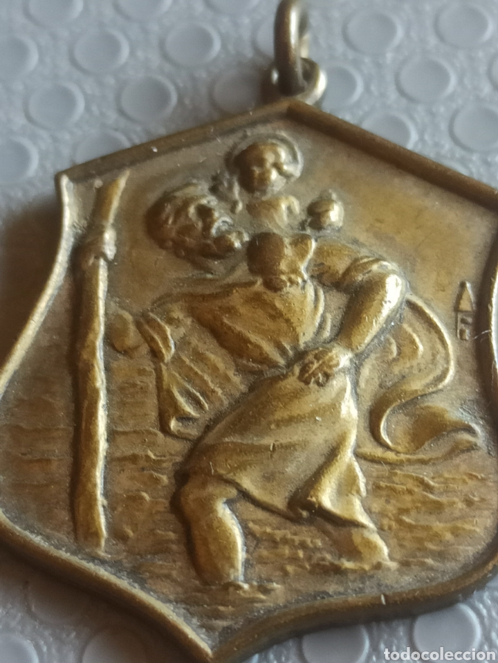 Antig&uuml;edades: Antigua medalla San Crist&oacute;bal en bronce - Foto 4