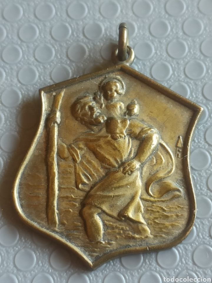 Antig&uuml;edades: Antigua medalla San Crist&oacute;bal en bronce - Foto 5
