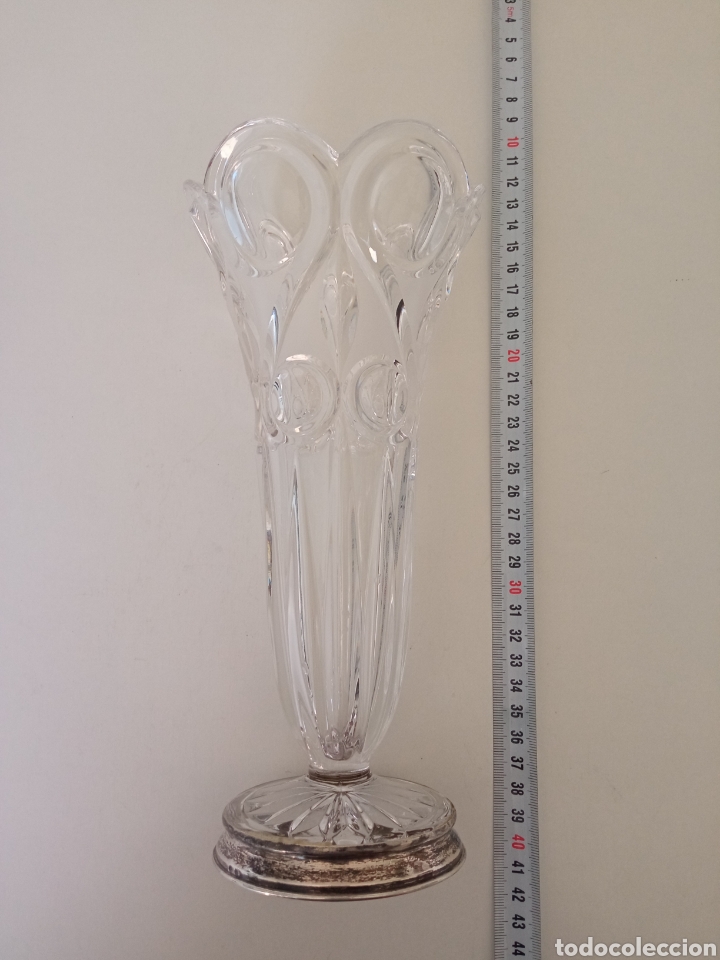 antiguo jarrón copa de cristal grande, altura 3 - Compra venta en  todocoleccion