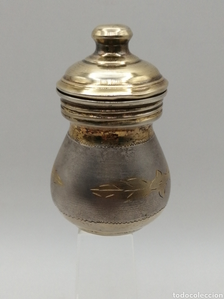 Antig&uuml;edades: Tarro recipiente plata y plata dorada repujada. TNT Silver - Foto 2