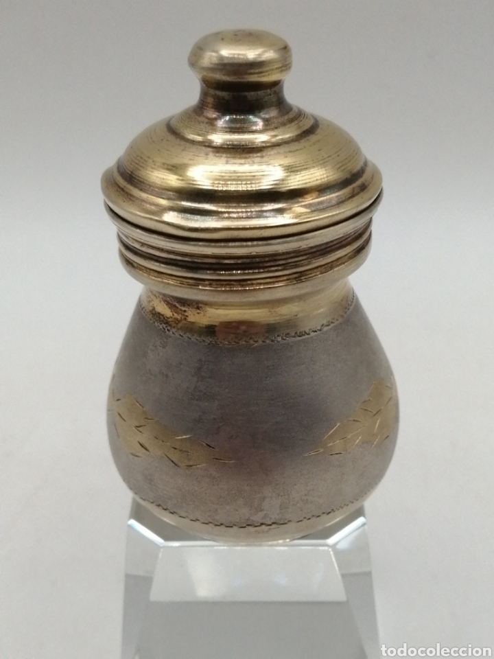 Antig&uuml;edades: Tarro recipiente plata y plata dorada repujada. TNT Silver - Foto 3